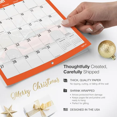 Miniatura 4 de RED EMBER Supercars 2026 - Calendario de pared de 12 meses 12 x 24 pulgadas abierto Papel grueso y resistente Regalo de vacaciones