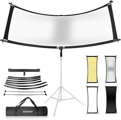 FUDESY Clamshell Reflector/difusor de luz, reflector curvado de iluminación de fotografía de 67 x 24 pulgadas para fotografía de estudio fotográfico
