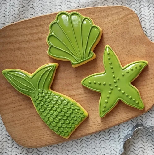 Miniatura 4 de Cortadores de galletas de sirena, cola de sirena, estrellas de mar, conchas de mar de acero inoxidable, formas para hornear, regalo