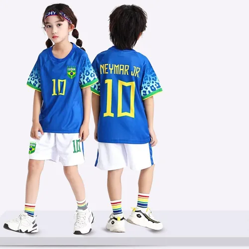 Miniatura 2 de Casmyd Ney'MARR #10 - Camiseta de fútbol de Brasil y pantalones cortos para niños, camiseta de fútbol americano para niños y niñas