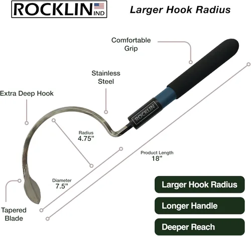 Miniatura 7 de Cobra Hook Cultivator - Herramienta de mano de jardín de alta resistencia con hoja de acero inoxidable para deshierbe, excavación y aflojamiento