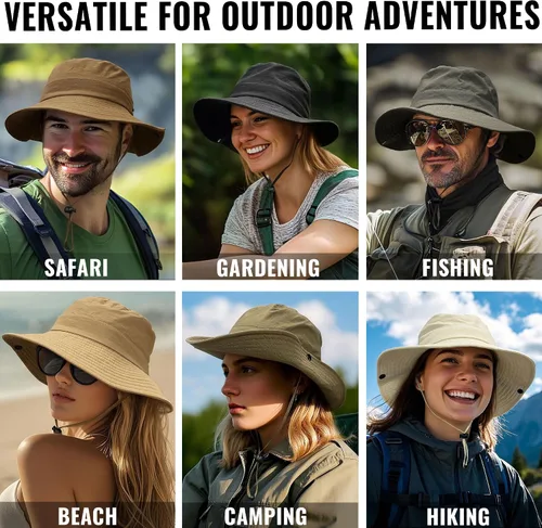 Miniatura 6 de CLAPE Sombrero de pescador para exteriores, impermeable, UPF 50+, ala Boonie para mujeres y hombres, ligero para senderismo, safari, sombrero