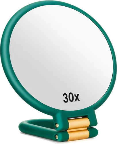 Miniatura 8 de Sifolo Espejo de aumento de 30x, espejos de mano de viaje con asa, espejo de mano de doble cara con aumento de 1 x 30X y mango / soporte ajustable