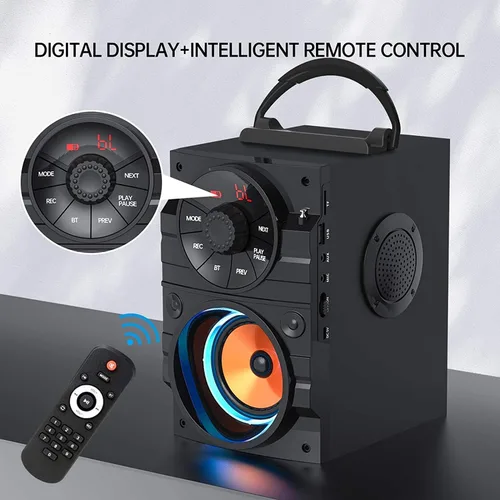 Miniatura 5 de Altavoz Bluetooth portátil con subwoofer, altavoces inalámbricos, para exteriores/interiores, gran soporte, control remoto, radio FM, tarjeta TF