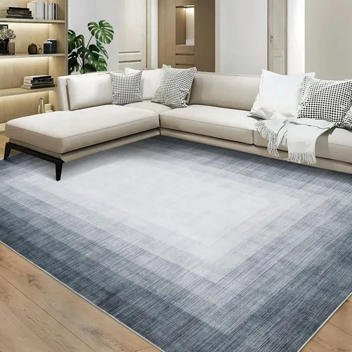 Miniatura 22 de WESTLOOM Alfombra de pasillo de 2 x 6 pies, lavable, moderna, con bordes, antideslizante, resistente a las manchas, borde geométrico, alfombra