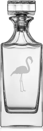 Decantador de whisky de vidrio de 30 oz con tapón de vidrio para regalo Flamingo