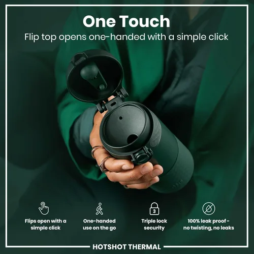 Miniatura 4 de Ion8 Taza de viaje aislada, 12.2 fl oz/12 oz, a prueba de fugas, triple bloqueo seguro, sin derrames en tránsito, cubierta higiénica, fácil de Verde