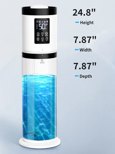 Miniatura 9 de Humidificadores de 8L para dormitorio, silenciosos de 30dB, cobertura de 500ft², tiempo de funcionamiento de 60H, llenado superior, humidificador 3