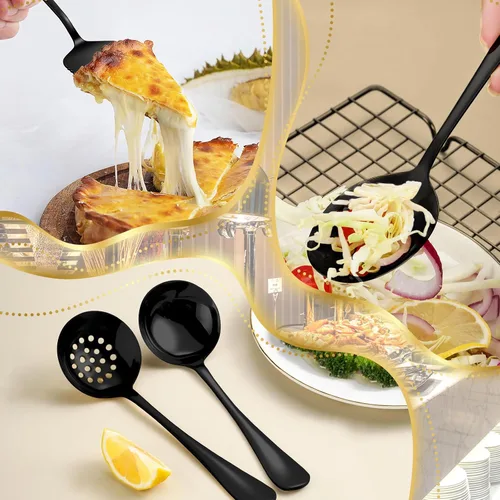 Miniatura 6 de Juego de 20 utensilios para servir, utensilios completos de acero inoxidable para bufé de catering para barbacoas de verano, parrillas, picnic