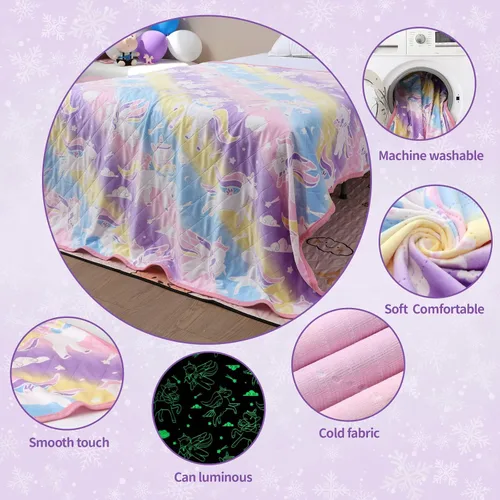 Miniatura 6 de YJLMLY Manta que brilla en la oscuridad para niñas, manta luminosa de franela suave, juguetes para niños de 1 a 10 años, regalos de Acción