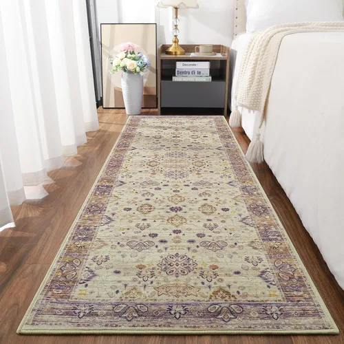 Miniatura 28 de Przemy Alfombra de Pasillo para Dormitorio, 2x6 pies Alfombra Lavable Antideslizante, Pequeña Alfombra Floral para Entrada, Pasillo, Cama de Niñas