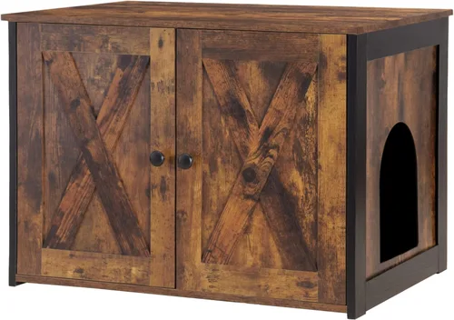 Miniatura 11 de Caja de arena para gatos Dwanton, mueble oculto para caja de arena para gatos, entrada reversible puede estar en el lado izquierdo o derecho, baño