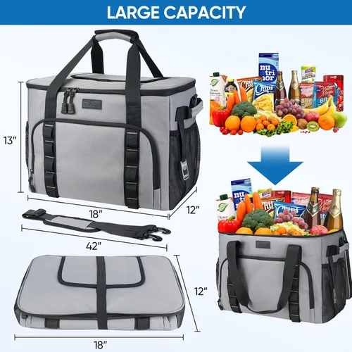 Miniatura 7 de BALEINE Bolsa térmica suave extragrande, enfriador portátil a prueba de fugas, volumen de 40/60 latas para playa, camping, kayak, viajes y viajes