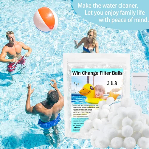 Miniatura 4 de Bolas de filtro de piscina de 3.1 libras, bolas de filtro para bomba de filtro de arena de repuesto para piscina sobre el suelo, medios de filtro