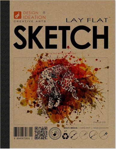 Design Ideation Lay Flat Multi-Media Sketch Bloc de bocetos. Hoja extraíble para lápiz, tinta, marcador, carbón y acuarela. Ideal para arte, diseño
