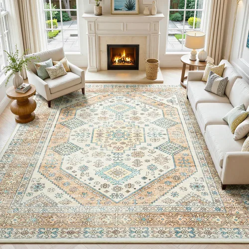 Miniatura 35 de Lofus 8x10 Alfombras de área para sala de estar, alfombra de área lavable, alfombras para dormitorio, cocina, alfombra vintage boho, alfombra suave