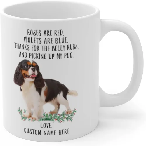 Miniatura 3 de Regalos divertidos para los amantes de las mascotas, Cavalier King Charles Spaniel Tri Color Nombre Personalizado Roses Are Red Violets Are Blue Dog