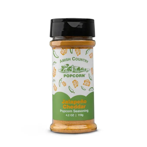 Miniatura 32 de Amish Country Popcorn Paquete variado de condimentos Queso cheddar – 5.1 oz y queso cheddar blanco – Condimento de palomitas de maíz de 3.8 onzas