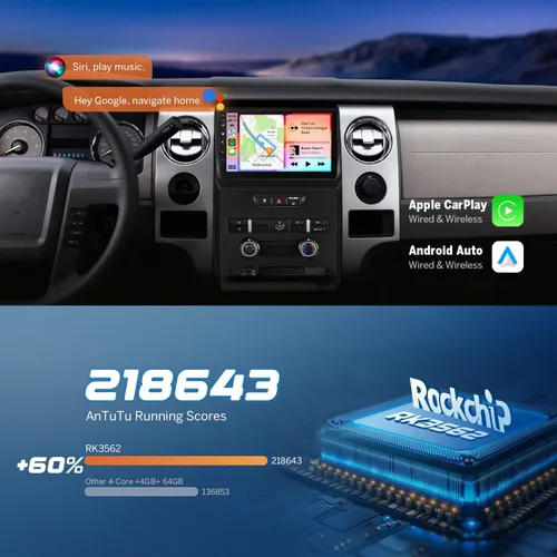 Miniatura 6 de Eonon Estéreo de coche de 9 pulgadas 4+64G para Ford F150 (2009-2014), Android 14 inalámbrico CarPlay y Android Auto, Bluetooth 5.4, pantalla táctil