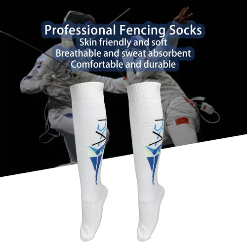Miniatura 4 de Atyhao Medias de esgrima, calcetines de esgrima transpirables de algodón peinado grueso que absorben el sudor, elásticos para entrenamiento