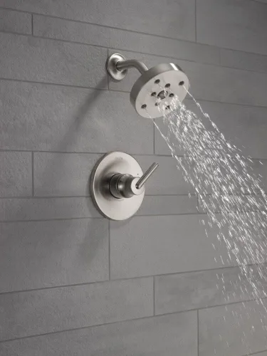 Miniatura 2 de Delta Faucet Trinsic Serie 14 - Kit de molduras de ducha de una sola función con cabezal de ducha H2Okinetic de un solo rociador, acero inoxidable