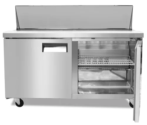 Miniatura 2 de FSE MRSL-2D/60 Mesa de preparación comercial refrigerada de dos puertas para ensaladas/sándwiches, 15 pies cúbicos, acero inoxidable, 115 V