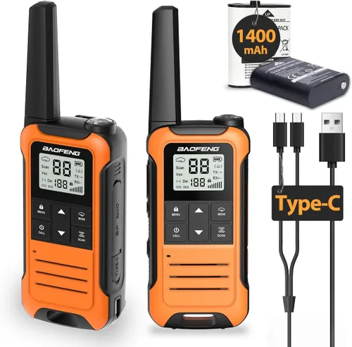 Walkie Talkies de Largo Alcance para Adultos, Walkie Talkie Recargable Baofeng F22 Radio FRS Walky Talky Walkie-Talkie Familiar con Batería de 1400
