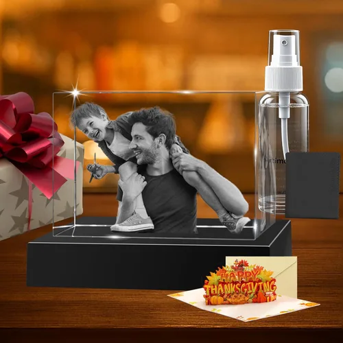 Miniatura 24 de Regalos de foto 3D de cristal personalizados con láser grabados en 3D, marcos de foto personalizados de cristal para aniversario, cumpleaños, boda