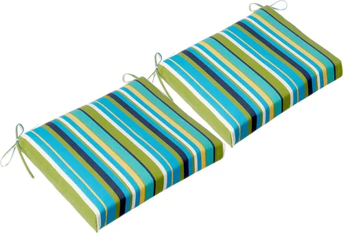 Miniatura 13 de Pillow Perfect Cojín cuadrado para asiento de silla esquinera para interiores y exteriores con lazos, relleno de fibra de felpa, resistente a