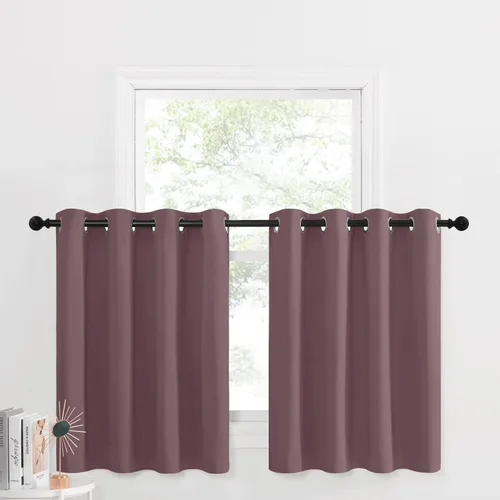 Miniatura 192 de NICETOWN Cortinas opacas de cocina para ventana sobre el fregadero, aislamiento térmico, decoración del hogar, pequeños niveles opacos con ojales