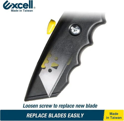 Miniatura 4 de Excell HD-9-BK Cuchillo utilitario retráctil resistente con diseño de cerradura, cortador de caja con 3 cuchillas adicionales para paquetes abiertos