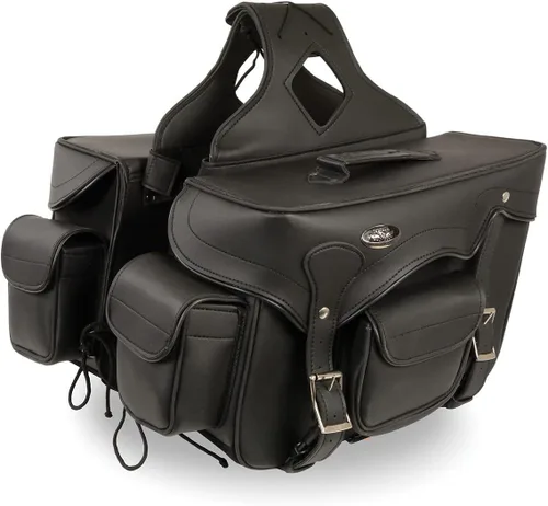 Miniatura 23 de Milwaukee Leather SH66901ZB - Alforjas medianas de PVC negro con 2 correas, colocación por encima, con ribetes reflectantes - Talla única