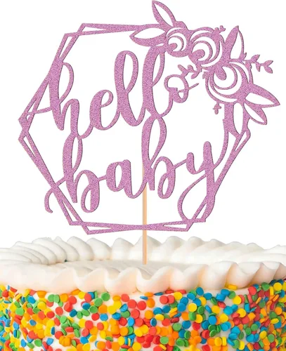 Miniatura 9 de MYAMPED Hello Baby Cake Topper - Dorado, 1 unidad, 8.6 x 5.9 pulgadas, no comestible, Baby Shower