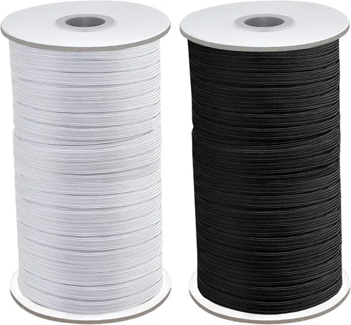 Miniatura 9 de Coopay Bandas elásticas planas de 1/2 pulgada de largo y 100 yardas de largo, cuerda elástica plana para coser proyectos de bricolaje, artes y Blanco