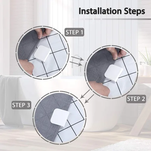 Miniatura 3 de Beda Home - Clips para cortina de ducha, 8 piezas de protección contra salpicaduras de ducha, clips de cortina de ducha autoadhesivos a prueba