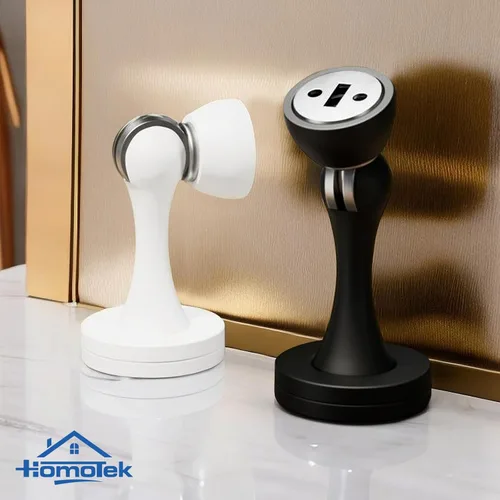 Miniatura 7 de HOMOTEK Paquete de 2 topes magnéticos para puerta, tope magnético para puerta, resistente punta de zinc y goma, soporte magnético para puerta, Negro