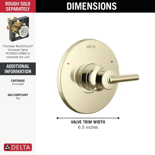 Miniatura 3 de Delta Trinsic Serie 14 T14059-PN - Kit de moldura de válvula de ducha de una sola función, níquel pulido T14059-PN (válvula no incluida)