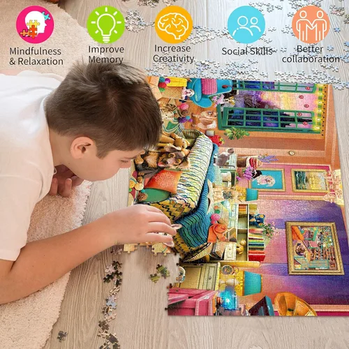Miniatura 5 de HUADADA Rompecabezas para adultos de 1000 piezas, base de fabricación entrelazada perfectamente sin polvo, decoración del hogar, juguetes de desafío