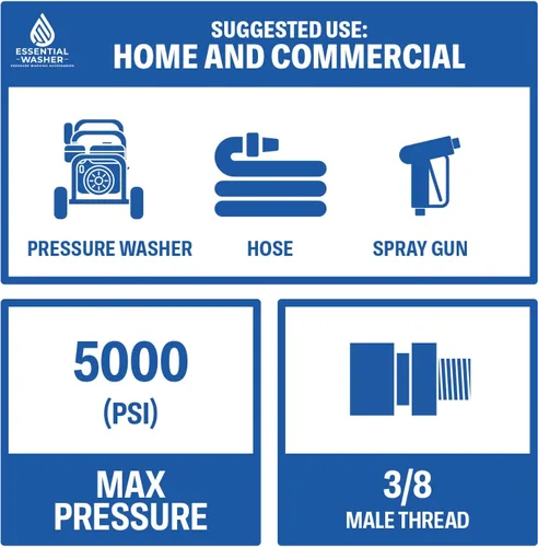 Miniatura 6 de Essential Washer Acero inoxidable de 1.2 in de conexión rápida macho NPT Arandela a presión Conexiones de conexión rápida 5000 PSI Juego de 2