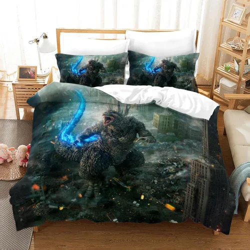 Miniatura 11 de Juego de funda de edredón de tamaño individual, funda de edredón de dinosaurio para hombres, juego de ropa de cama 3D para niños y niños, microfibra