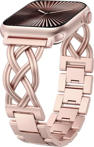 Miniatura 15 de TOYOUTHS - Pulsera elegante compatible con bandas de Apple Watch de 38/40/41/42/44/45/46/49mm para mujeres, correa de metal de acero inoxidable