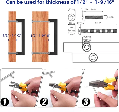 Miniatura 4 de Ravinte Tiradores negros cuadrados de gabinete de cocina de 5 pulgadas, accesorios modernos para armarios de cocina, armario, paquete de 1