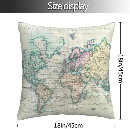 Miniatura 5 de Funda de almohada decorativa colorida con mapa del mundo para sofá, cama, hogar, 18 x 18 pulgadas