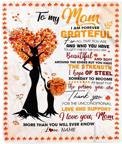 Miniatura 41 de Manta personalizada con texto en inglés «To My Mom from Daughter Wolf I Am Because You are Mom», para cumpleaños, día de la madre, Navidad, manta