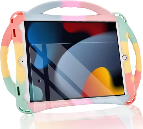 Miniatura 8 de TopEsct Funda infantil para iPad de 10.2 pulgadas, funda de silicona a prueba de golpes con protector de pantalla de vidrio templado y correa, Negro
