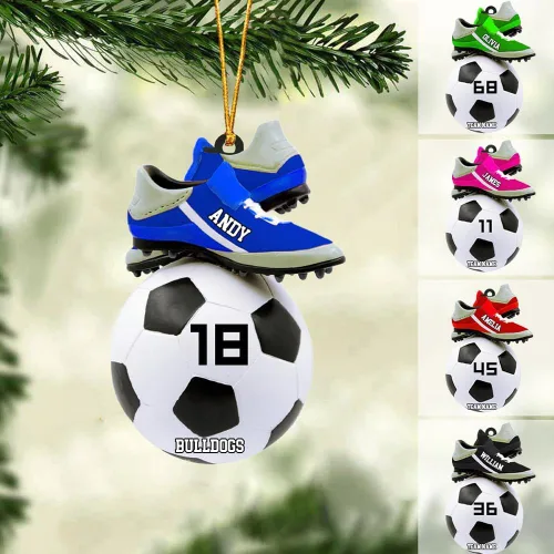 Miniatura 17 de Adorno de fútbol personalizado, adorno de Navidad de jugador de fútbol personalizado con nombre y número, regalo deportivo único para hombres