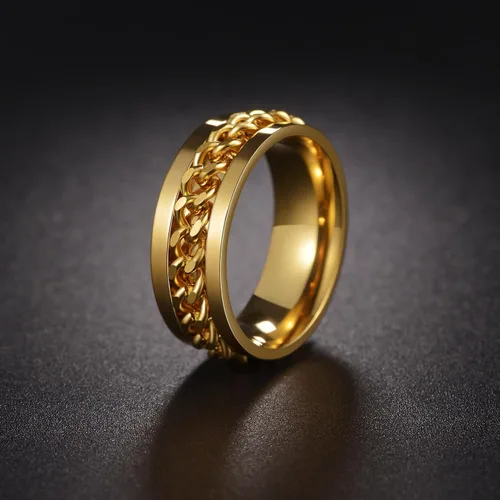 Miniatura 162 de Anillos giratorios para la ansiedad para hombre, anillos clásicos de cadena para mujeres y adultos, anillo de acero de titanio