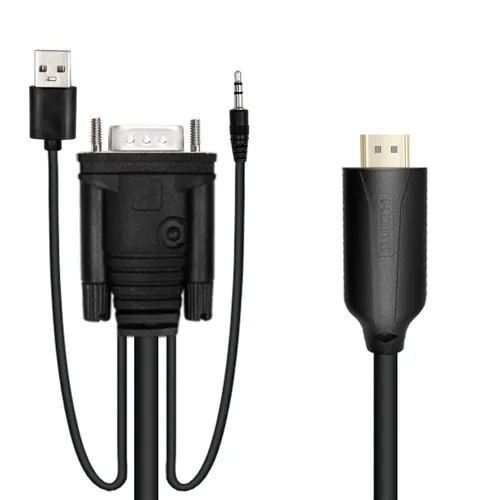 Miniatura 5 de Adaptador convertidor VGA a HDMI macho de 5.9 ft con cable convertidor de video HD 1080P con cable de audio de 0.138 in y cable de alimentación USB