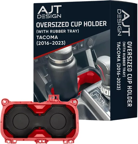 Miniatura 12 de AJT DESIGN Portavasos de gran tamaño con bandeja compatible con Toyota Tacoma 2016-2023 Se adapta a botellas de 3.65 pulgadas Organizador