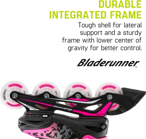 Miniatura 4 de Bladerunner by Rollerblade Phoenix Flash - Patín en línea ajustable para niños, negro/rosa